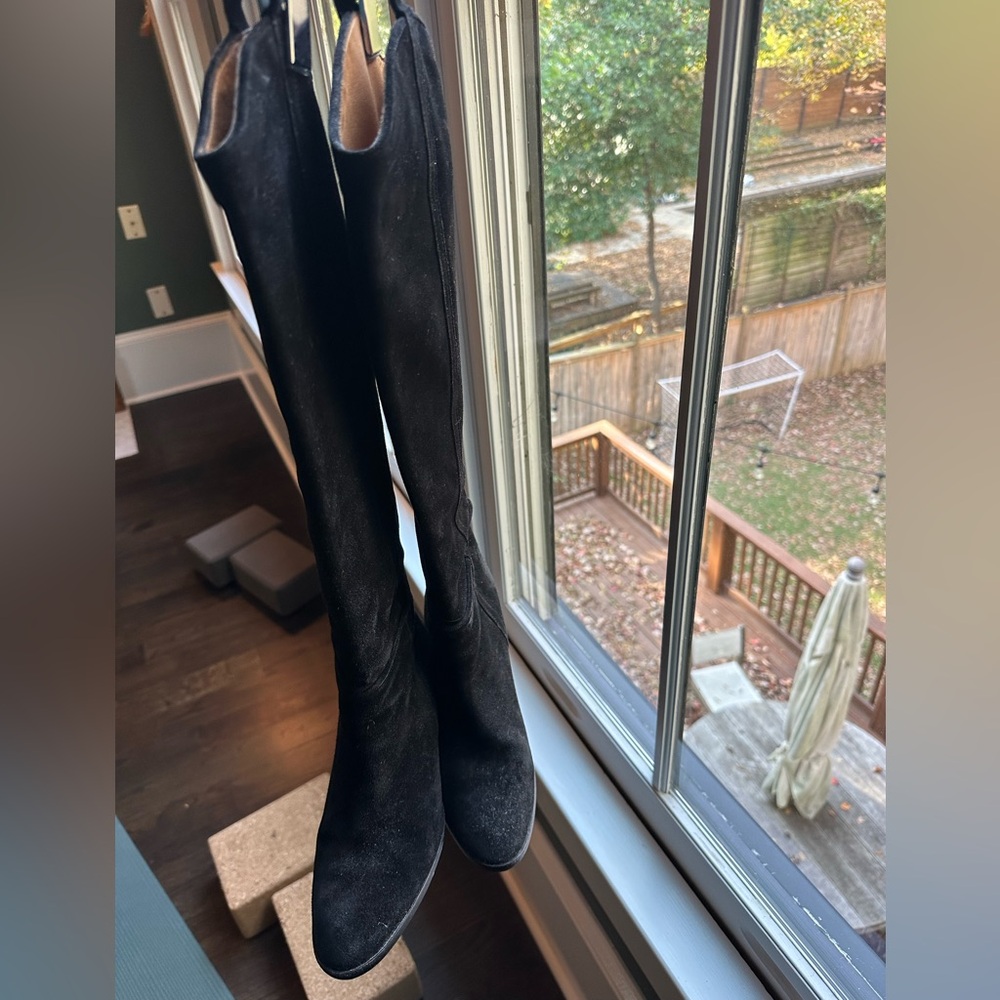 Isabel Marant Suede Gaucho Knee-High Pullover Boots Black 37 GUC - Picture 9 of 10